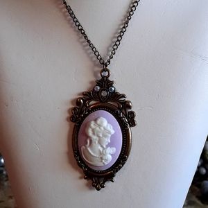 Vintage crystal Cameo necklace
